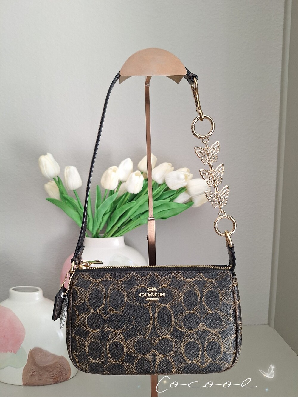 NWT Coach Nolita 19 In Loved Signature Canvas With Charms CDW32 Gold/Brown